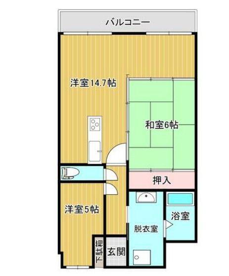 ウイング御船II(2LDK/10階)の間取り写真
