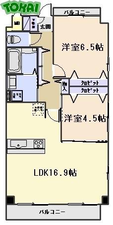 ラフィネーズ マ メゾン(2LDK/4階)の間取り写真