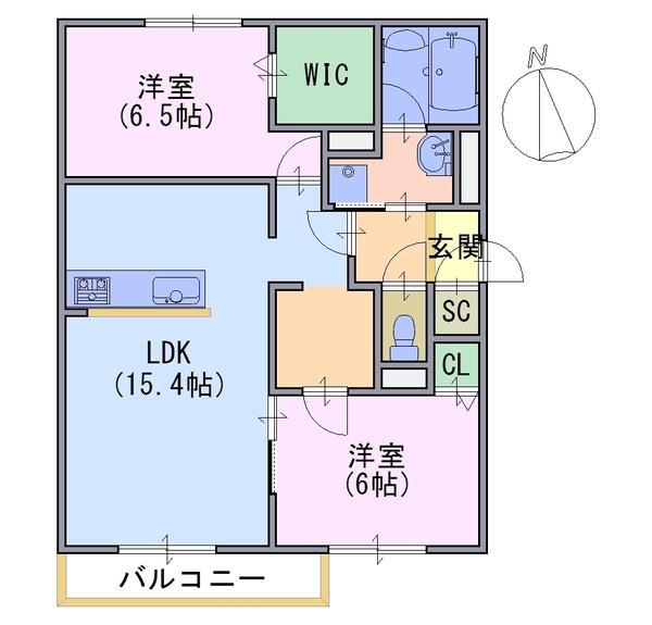 セジュールオッツGT長岡京(2LDK/1階)の間取り写真