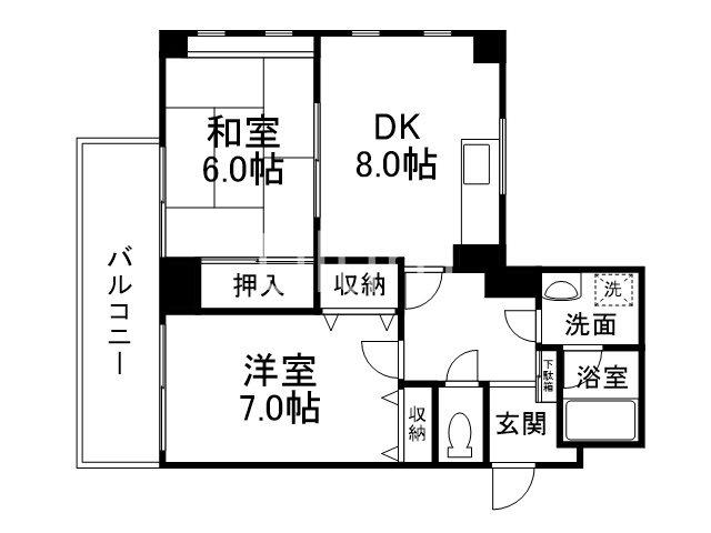 ランブラス二条御幸町(2DK/5階)の間取り写真