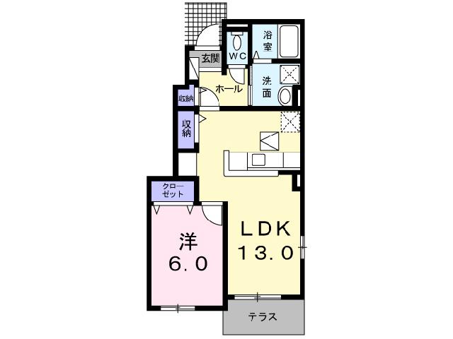 ララヴィコロ S III(1LDK/1階)の間取り写真
