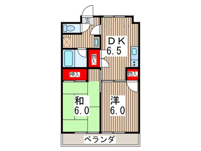 菊屋ビル(2DK/2階)の間取り写真