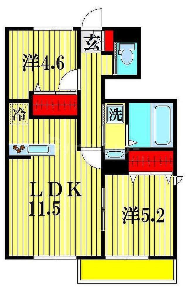 メゾン ド パルフェ B棟(2LDK/1階)の間取り写真
