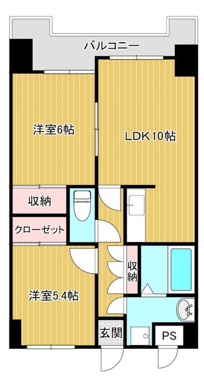 ヴァルト片野駅前(2LDK/10階)の間取り写真