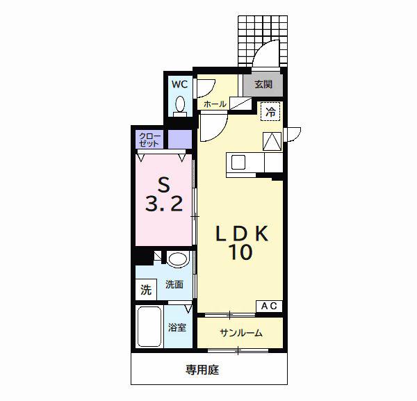 レモンハウスII(1LDK/1階)の間取り写真