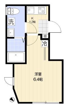 中台ヒルズ(1K/1階)の間取り写真
