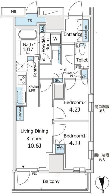 パークホームズ東陽町(2LDK/3階)の間取り写真