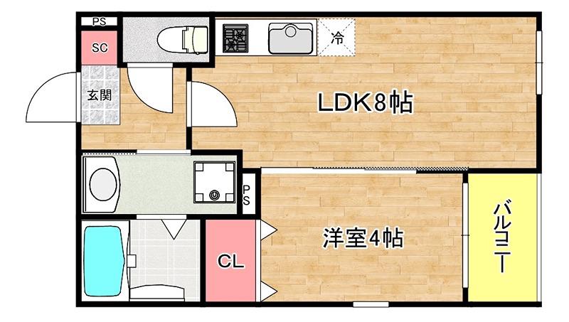 MANA LINA(1LDK/1階)の間取り写真