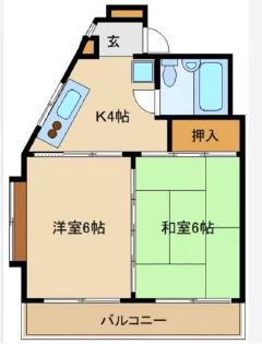 日神パレステージ市川(2K/9階)の間取り写真