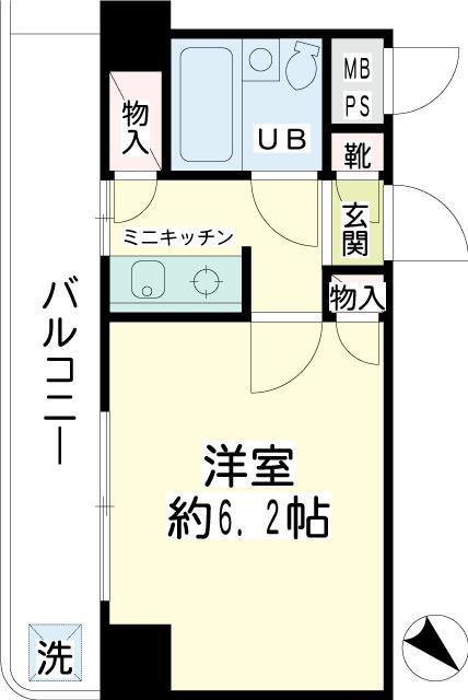 プラザ川崎NO.2(1K/5階)の間取り写真