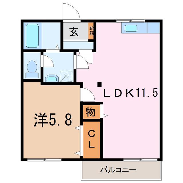 メゾン厚原(1LDK/2階)の間取り写真