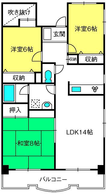 ラフィーネ大宮(3LDK/2階)の間取り写真