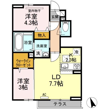 サンハイム宮前(2LDK/1階)の間取り写真