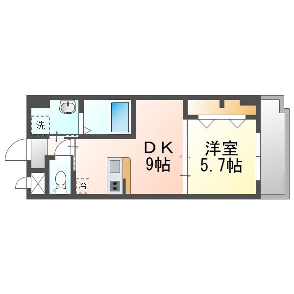 SUNFELIX(1DK/2階)の間取り写真
