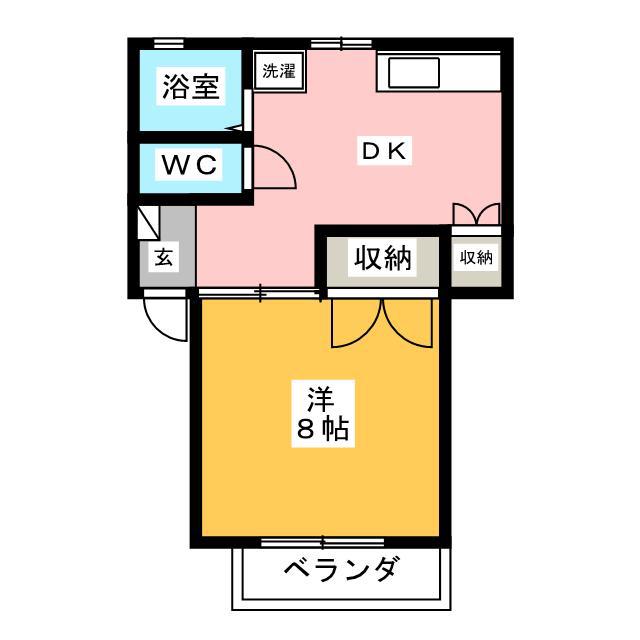 ポンドバレー B(1DK/2階)の間取り写真