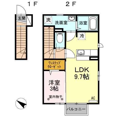 プティ・アンジュ(1LDK/2階)の間取り写真