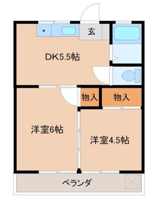 英進ハイツ(2DK/1階)の間取り写真