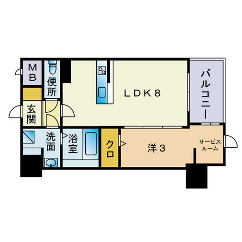ウェルス古門戸(1SLDK/5階)の間取り写真