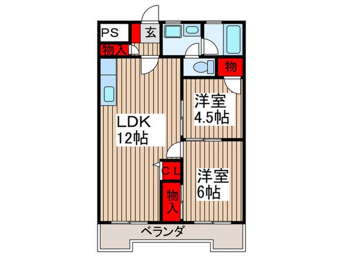 メゾンタナカ(2LDK/1階)の間取り写真