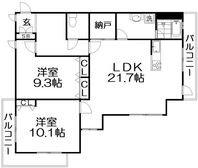 ハミングハイツ(2LDK/2階)の間取り写真