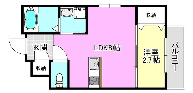 リアコート千里丘Iサウス(1LDK/3階)の間取り写真