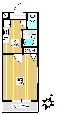 WITH(1K/2階)の間取り写真