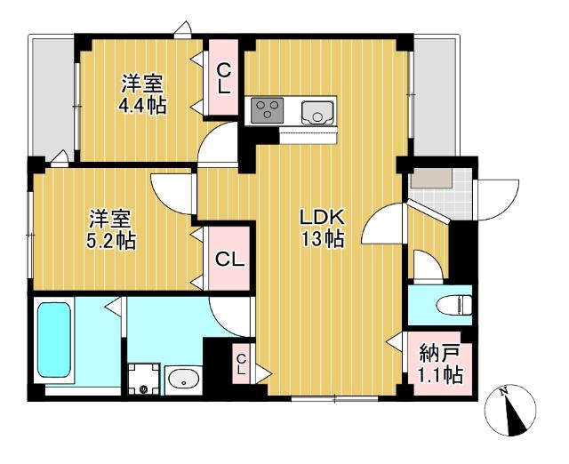 クレア ネスト(2LDK/1階)の間取り写真