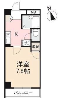サンハウス栗林(1K/4階)の間取り写真