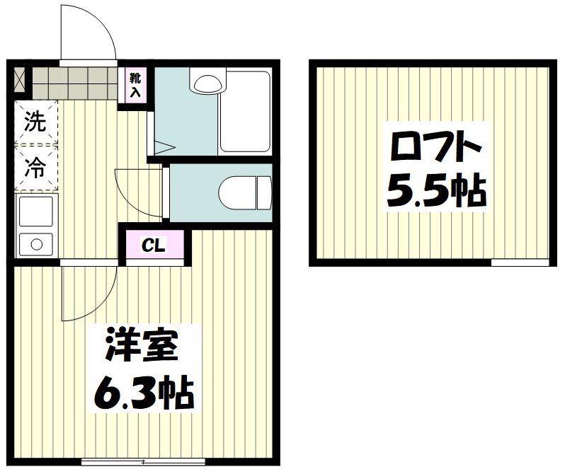 アンソレイエ鳥山町(1K/1階)の間取り写真
