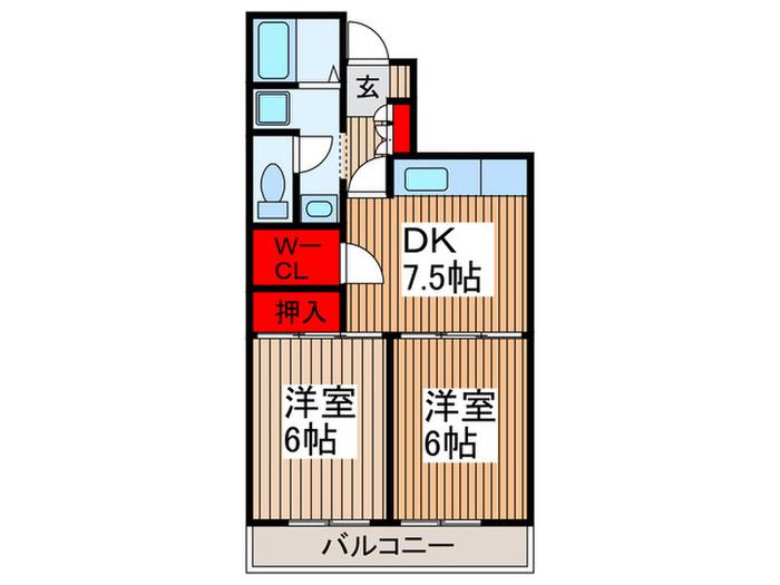 フリーデンハイム立野際(2DK/4階)の間取り写真