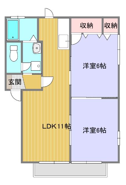 グランドクローニ吉沢(2LDK/2階)の間取り写真