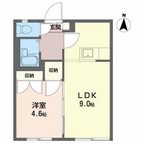 ディアス田園H(1LDK/1階)の間取り写真