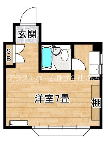 堺アバンティ(ワンルーム/3階)の間取り写真