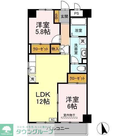 グランドール高橋(2LDK/3階)の間取り写真