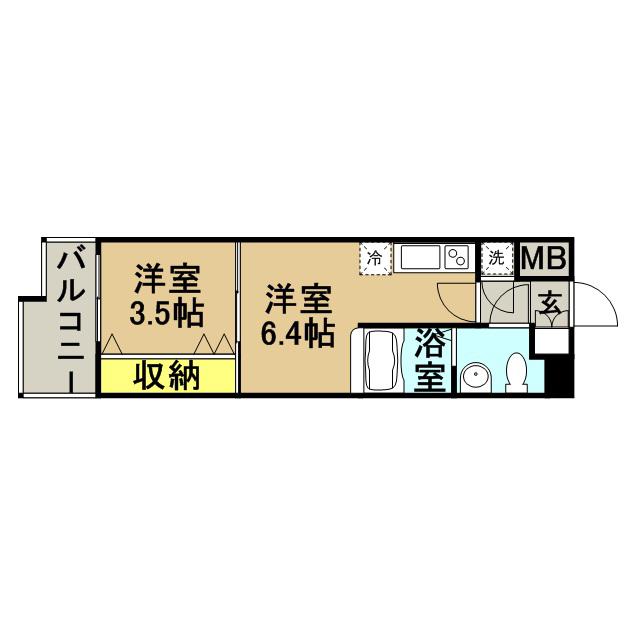 WES-PROJECT 55 博多(1DK/4階)の間取り写真
