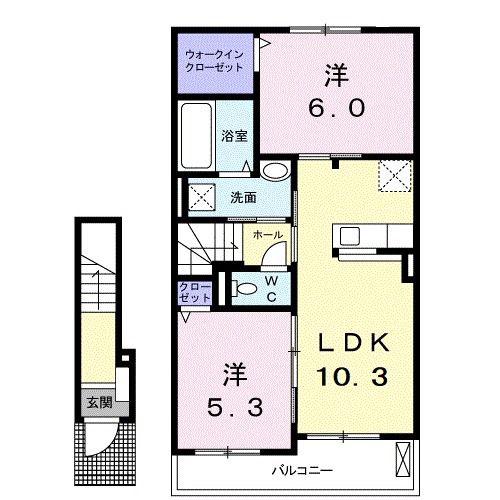 ポスタルソーレ(2LDK/2階)の間取り写真
