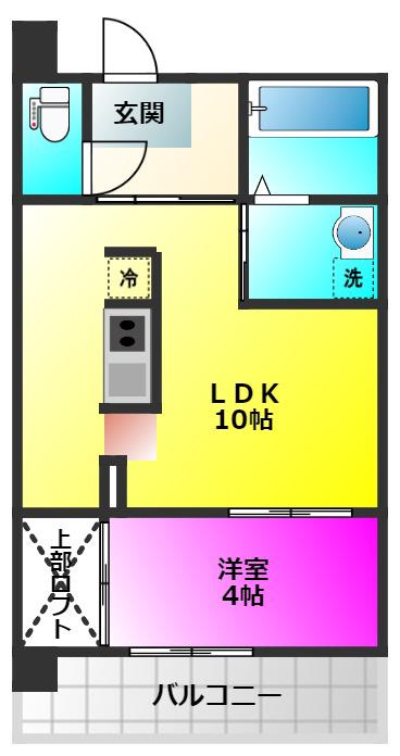 KDX清水レジデンス(1LDK/2階)の間取り写真