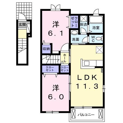 リザホン(2LDK/2階)の間取り写真