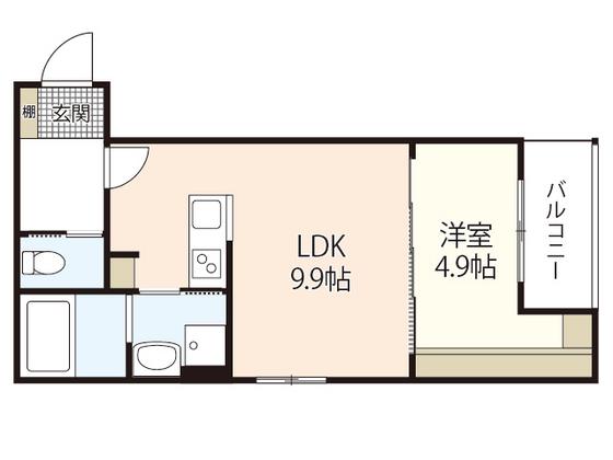 エクシア廿日市(1LDK/3階)の間取り写真
