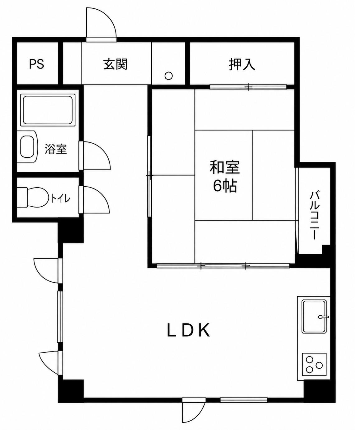 メゾン香枦園(1LDK/2階)の間取り写真