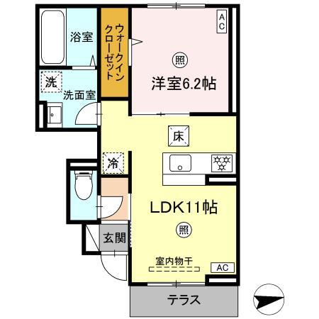 レヴァータ(1LDK/1階)の間取り写真