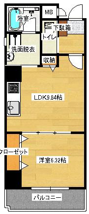 ロザリアン本荘(1LDK/7階)の間取り写真