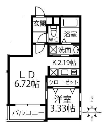 和白東プレミア(1LDK/2階)の間取り写真