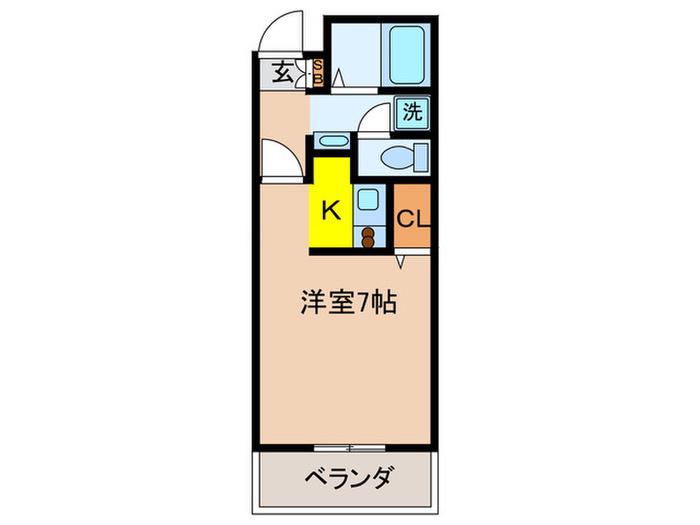 ポートラセーヌ(1K/1階)の間取り写真