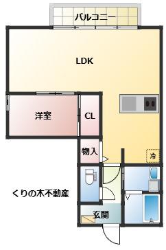 DUE ♭4(1LDK/1階)の間取り写真