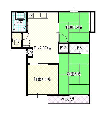 あけぼのハイツ(3DK/2階)の間取り写真