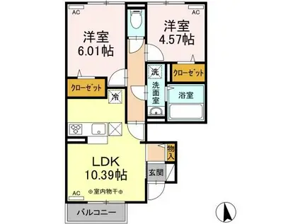 エスポワールセレーノ(2LDK/1階)の間取り写真