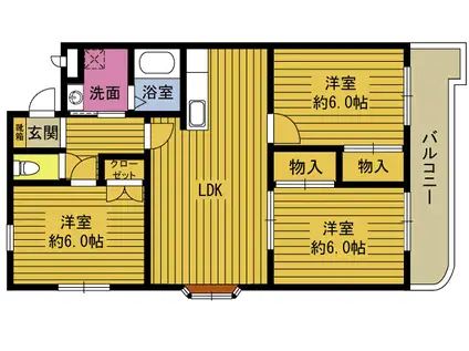 第1今井ビル(3LDK/2階)の間取り写真