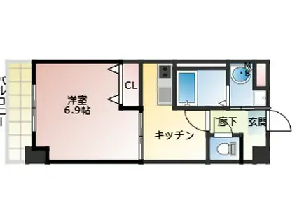 ST.HILLS(1DK/6階)の間取り写真