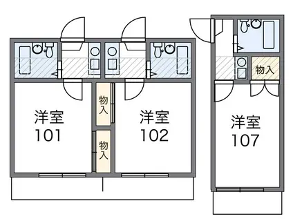 レオパレス新伊丹第2(1K/1階)の間取り写真